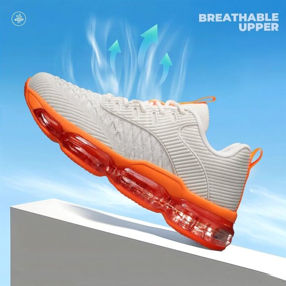 Women Beige Orange Air Cushion Running Shoes Fashion Tennis Sneakers Gym Fitness - Picture 4 of 7